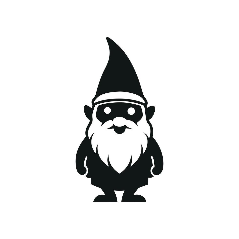 Gnome black and white, nomes art illustration silhouette logo design black and white vector