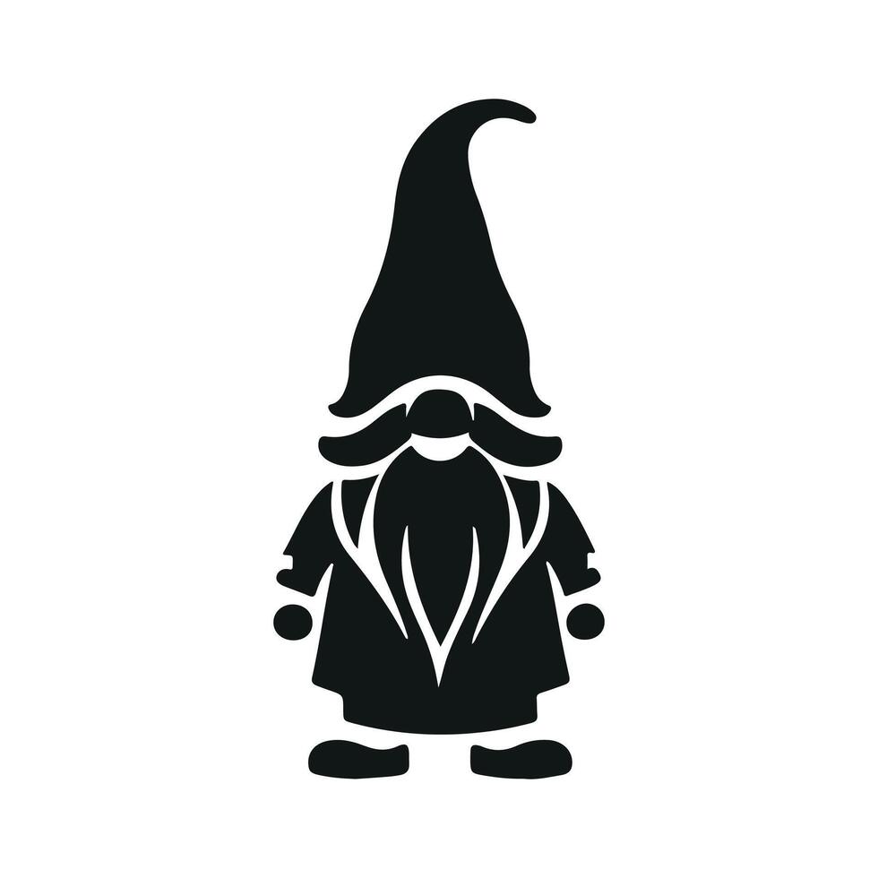 Gnome black and white, nomes art illustration silhouette logo design black and white vector