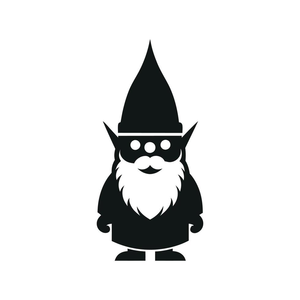 Gnome black and white, nomes art illustration silhouette logo design black and white vector