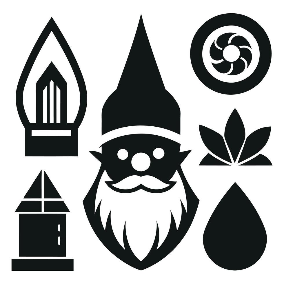 Set gnomes, Christmas gnomes silhouette set. Set of gnome silhouette vectors. vector