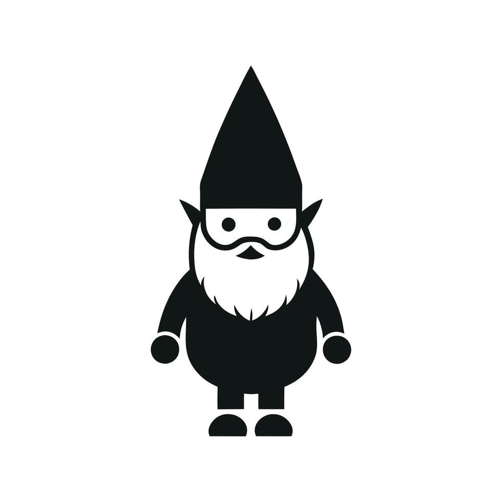 Gnome black and white, nomes art illustration silhouette logo design black and white vector