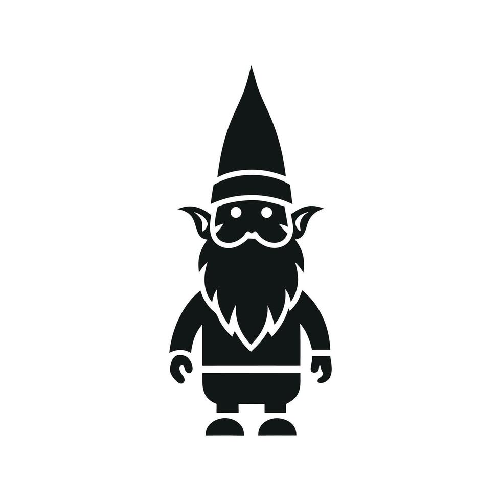 Gnome black and white, nomes art illustration silhouette logo design black and white vector