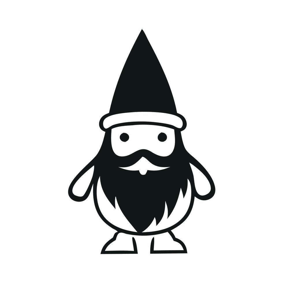 Gnome black and white, nomes art illustration silhouette logo design black and white vector