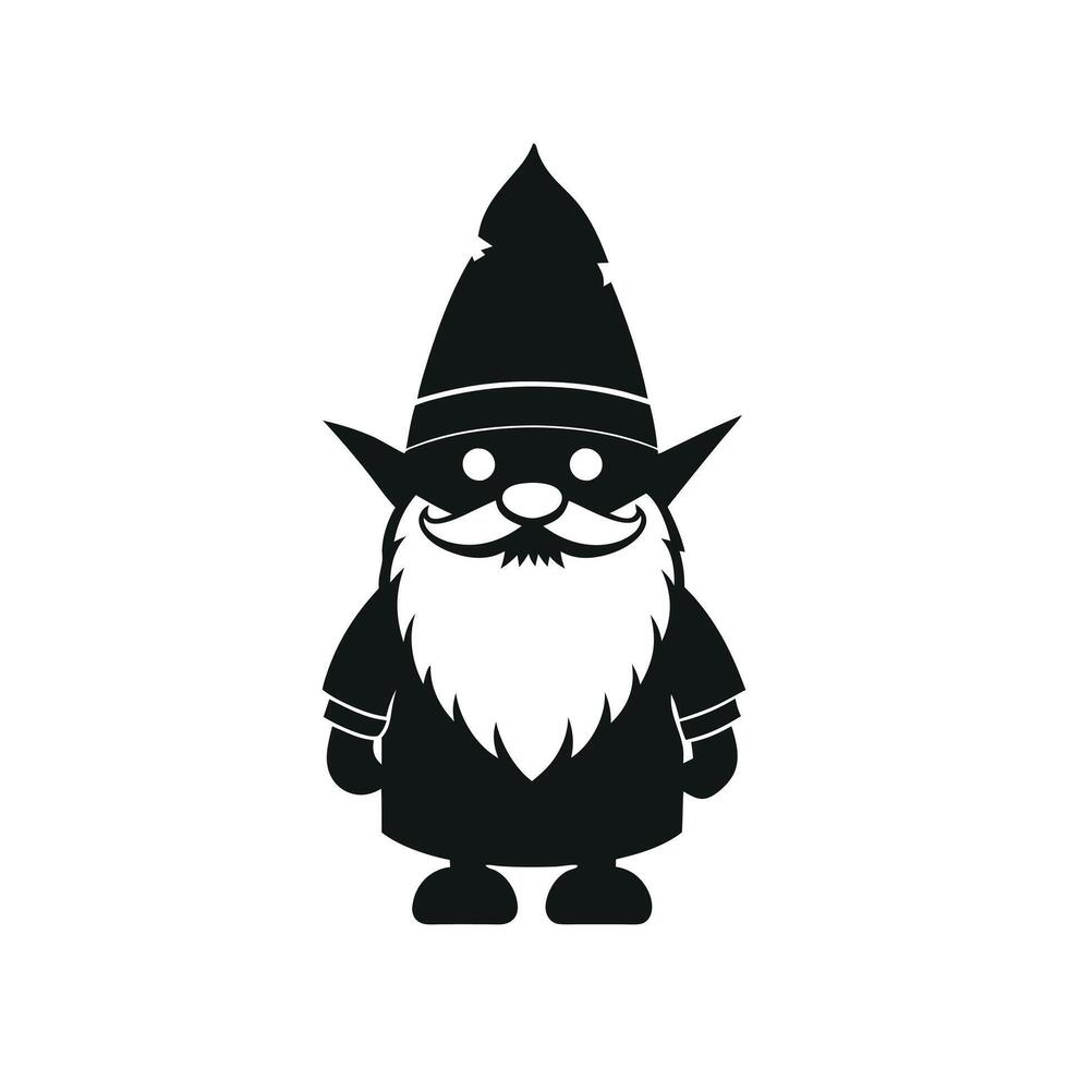 Gnome black and white, nomes art illustration silhouette logo design black and white vector