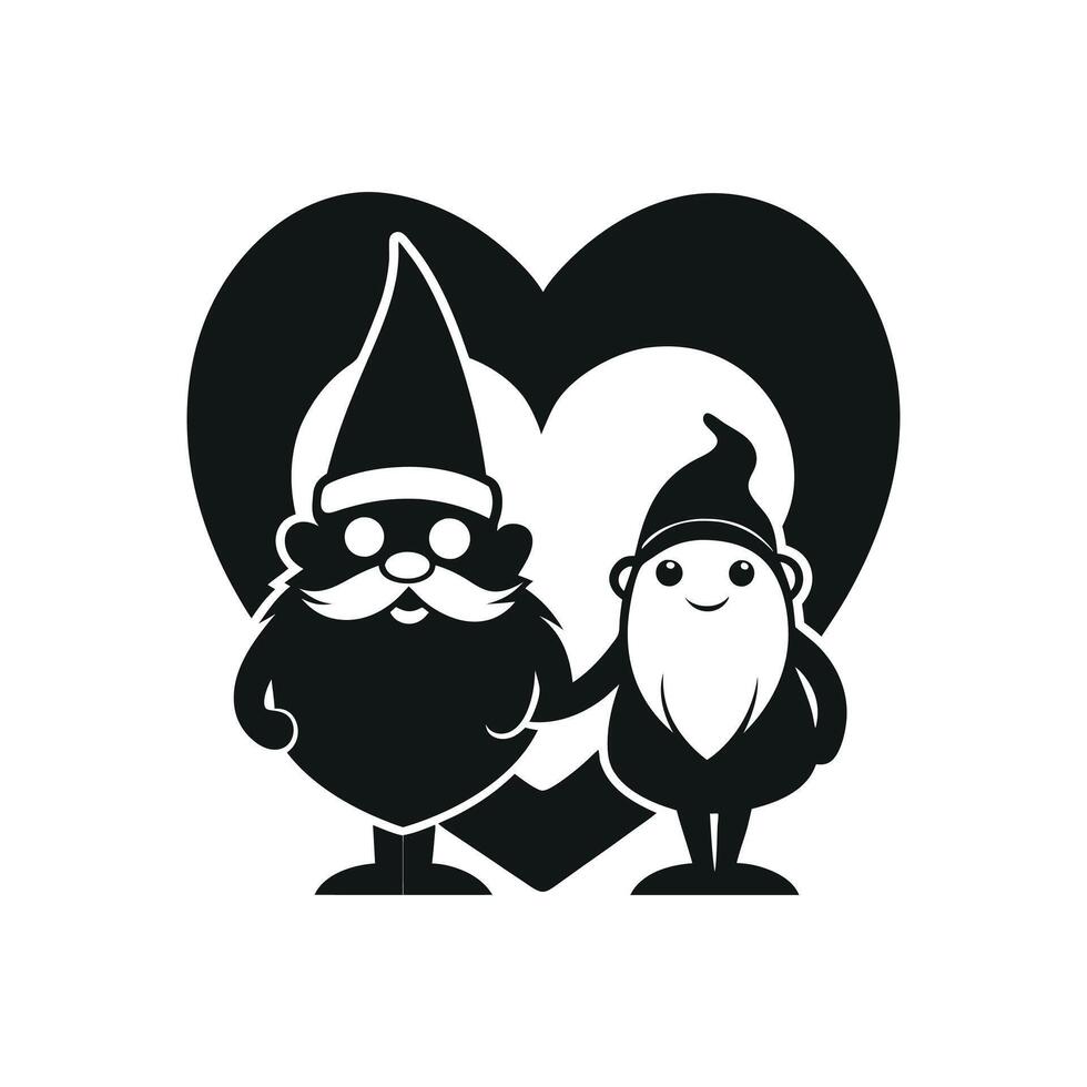 gnomes love, holidays elves with hats. illustration for New Year postcard. Drawing for children. vector
