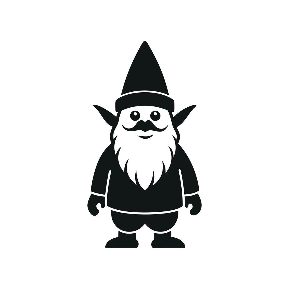 Gnome black and white, nomes art illustration silhouette logo design black and white vector