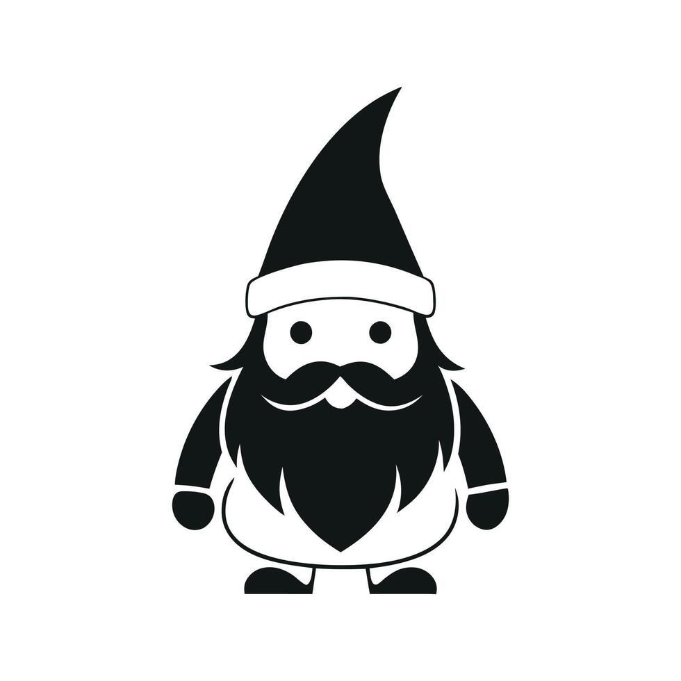 Gnome black and white, nomes art illustration silhouette logo design black and white vector