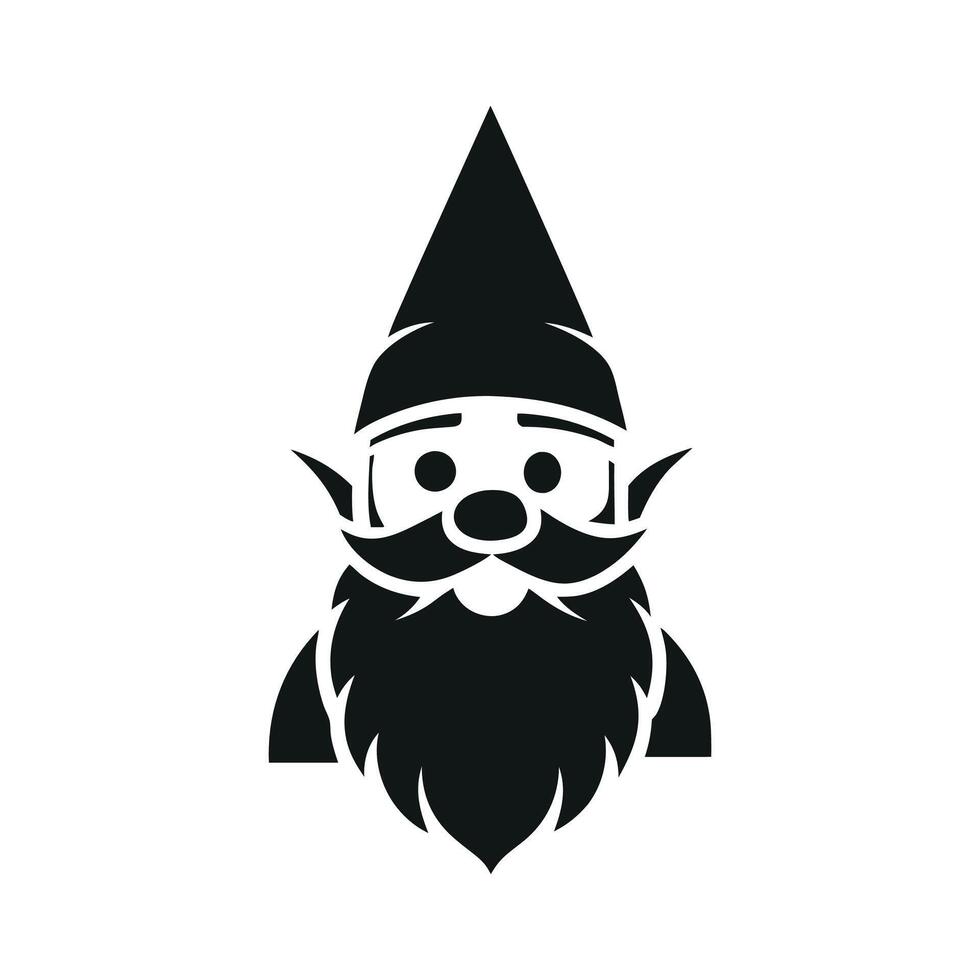 Gnome black and white, nomes art illustration silhouette logo design black and white vector