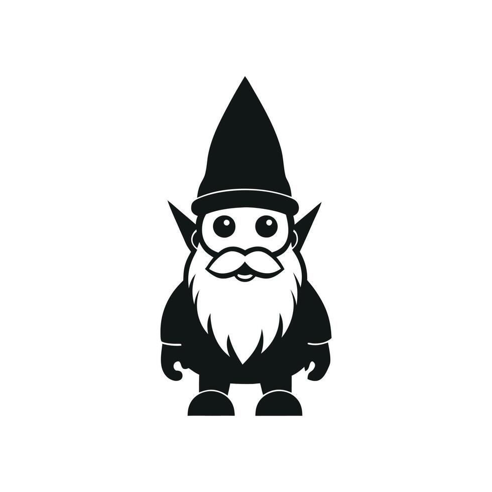 Gnome black and white, nomes art illustration silhouette logo design black and white vector
