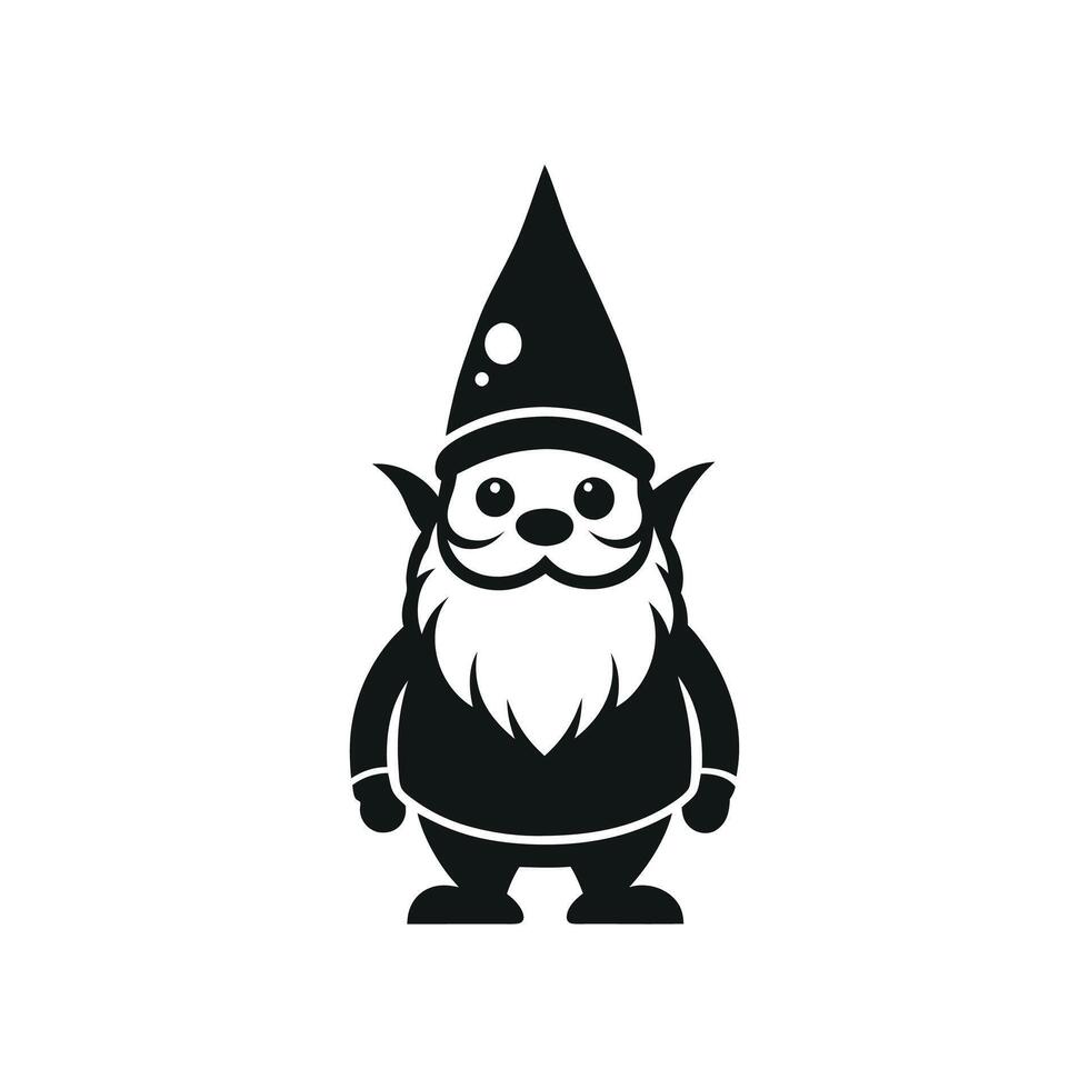 Gnome black and white, nomes art illustration silhouette logo design black and white vector