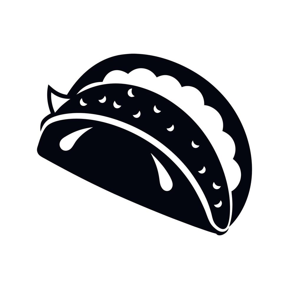 tacos black and white, Taco black and white icon vector