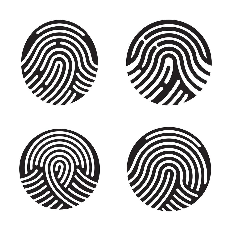 Collection Digital fingerprint, finger print fingerprint lock secure security logo icon illustration vector