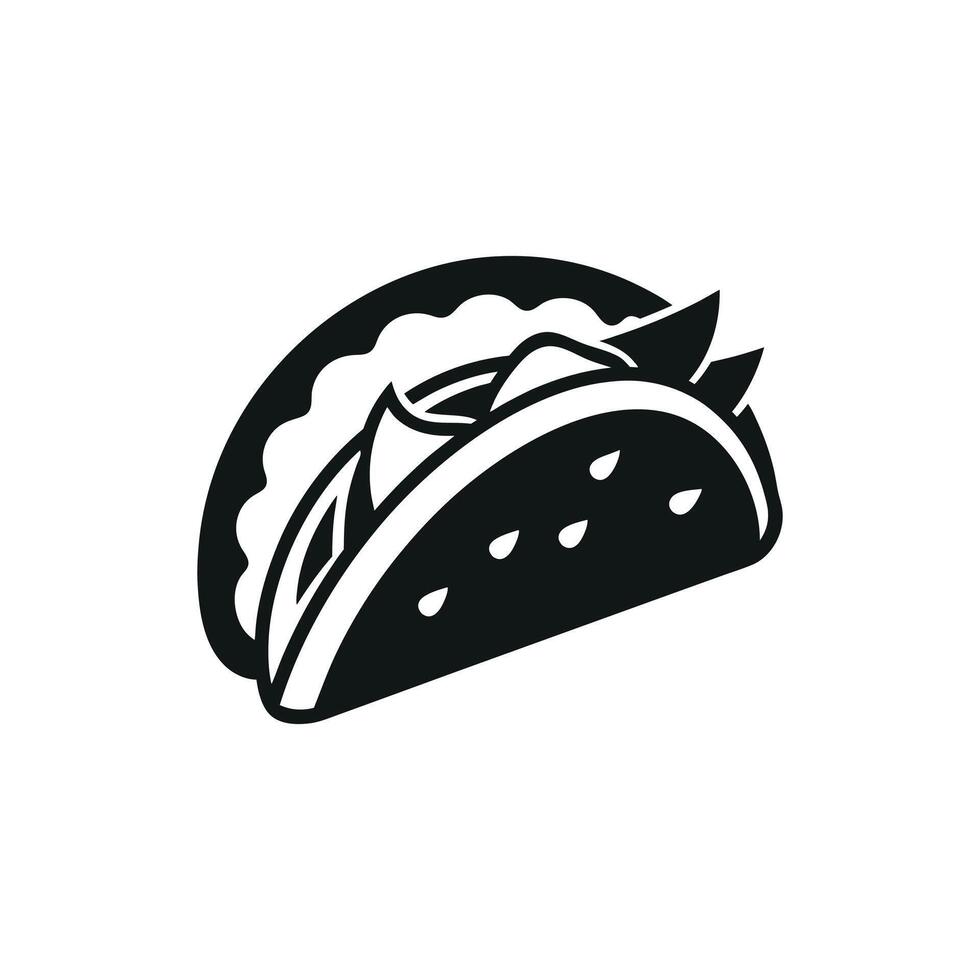 tacos black and white, Taco black and white icon vector