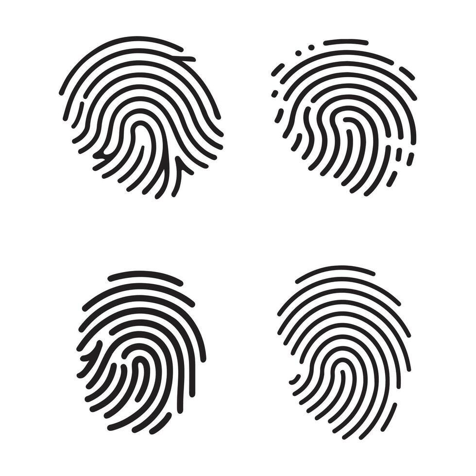 Collection Digital fingerprint, finger print fingerprint lock secure security logo icon illustration vector