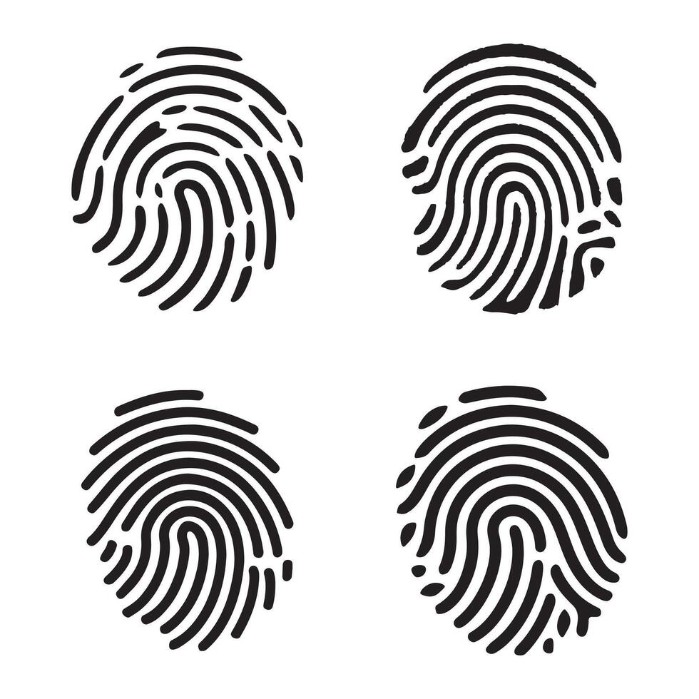 Collection Digital fingerprint, finger print fingerprint lock secure security logo icon illustration vector