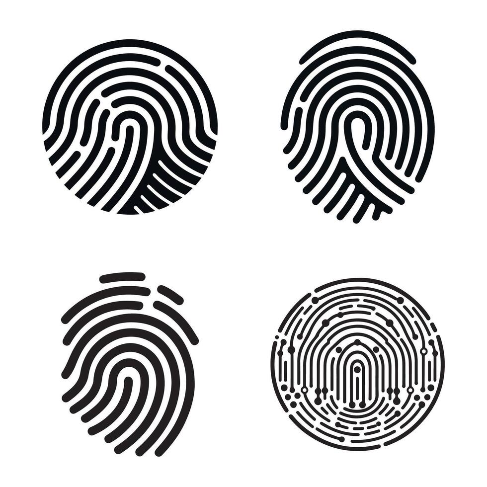 Collection Digital fingerprint, finger print fingerprint lock secure security logo icon illustration vector