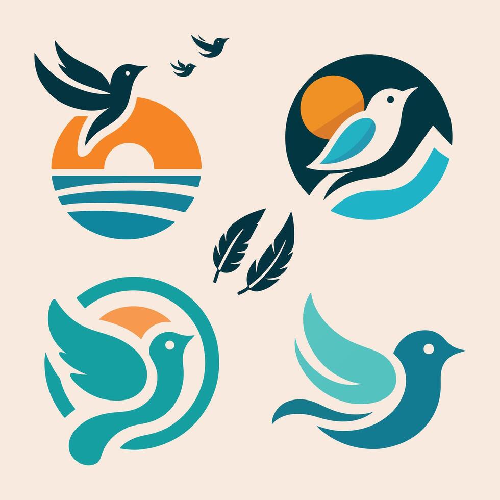 simple bird logo icon illustration, line art, one line art bird vector