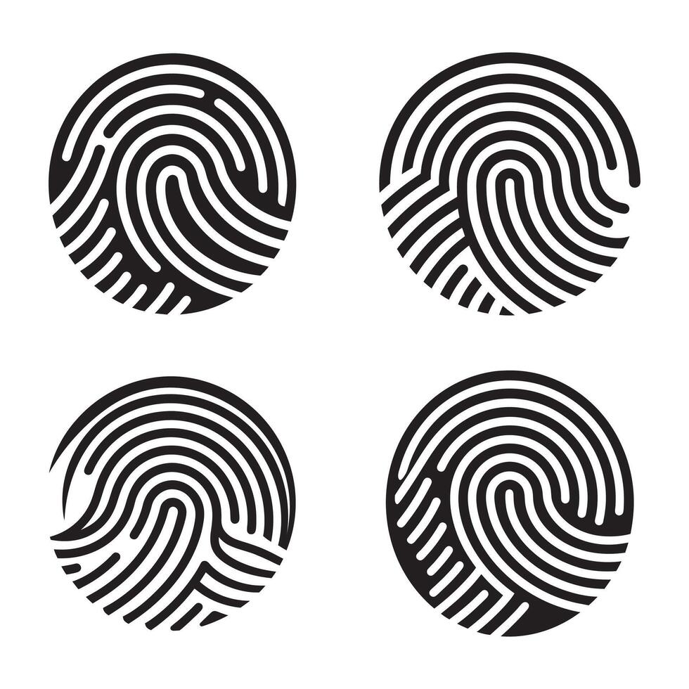 Collection Digital fingerprint, finger print fingerprint lock secure security logo icon illustration vector
