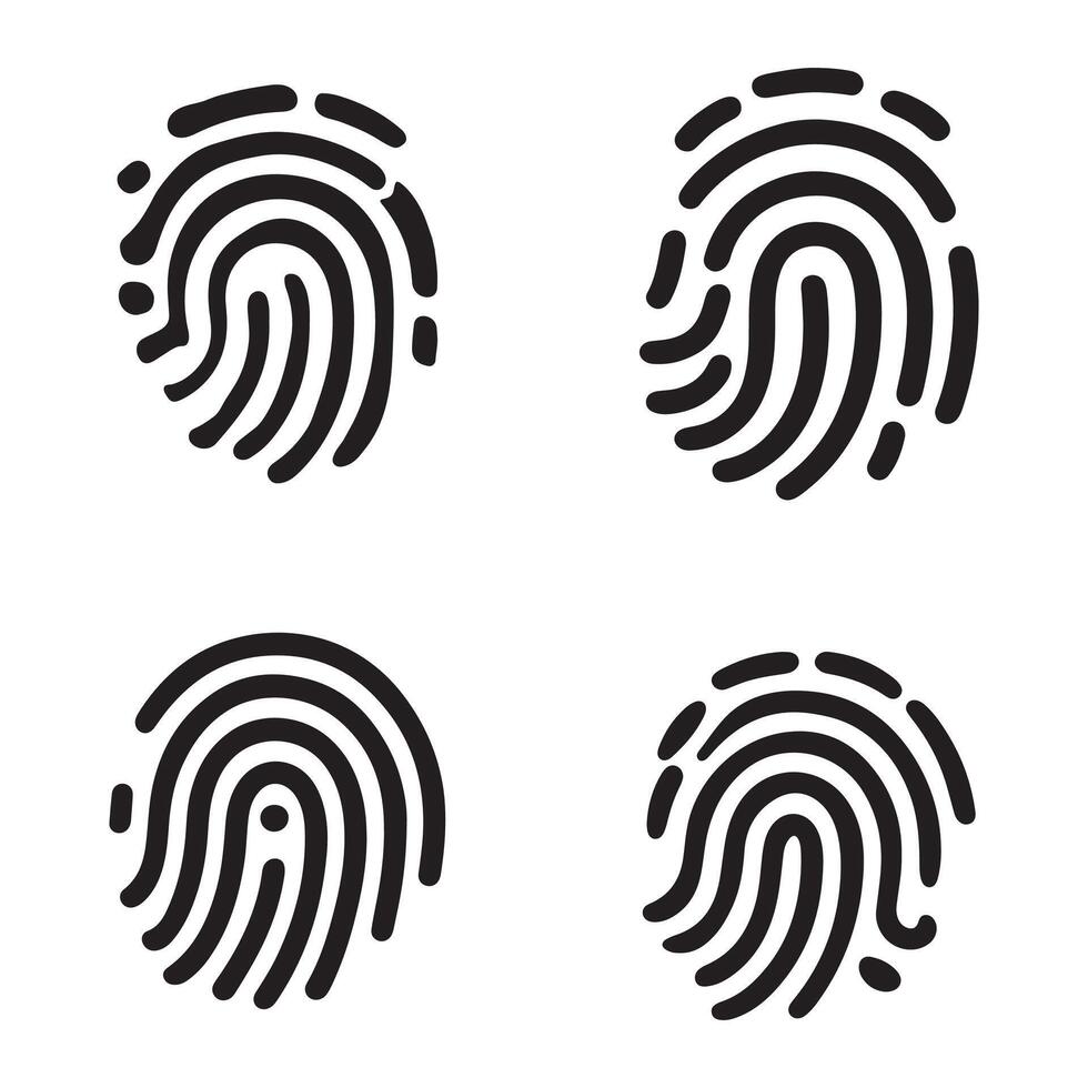Collection Digital fingerprint, finger print fingerprint lock secure security logo icon illustration vector