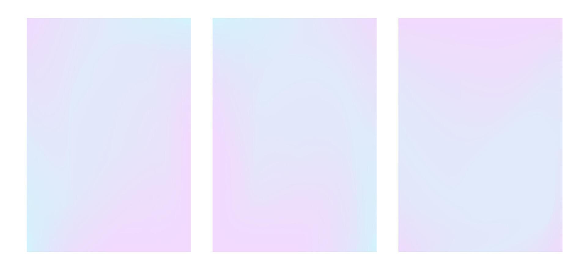 Set of gradient pastel winter posters. Backgrounds with gradations of blue and pink. Blurred backdrop for cover design vector