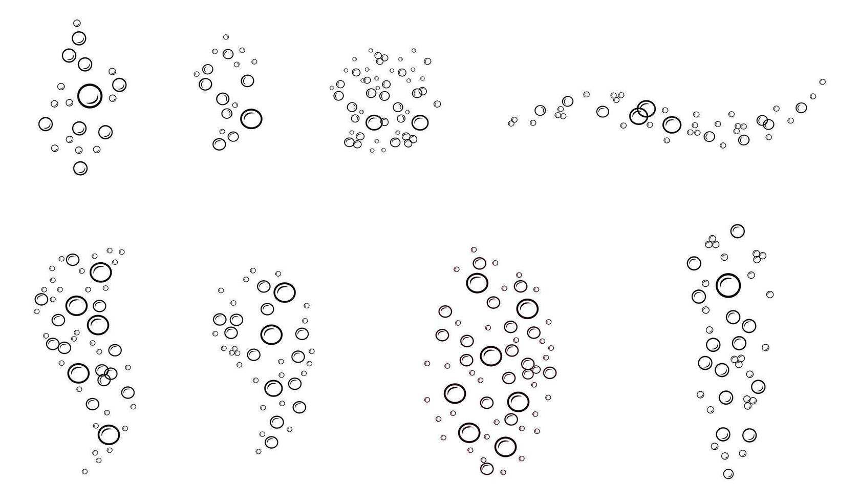 Soap bubbles in doodle style. illustration of carbonated elements. Linear illustration of foam of various shapes vector