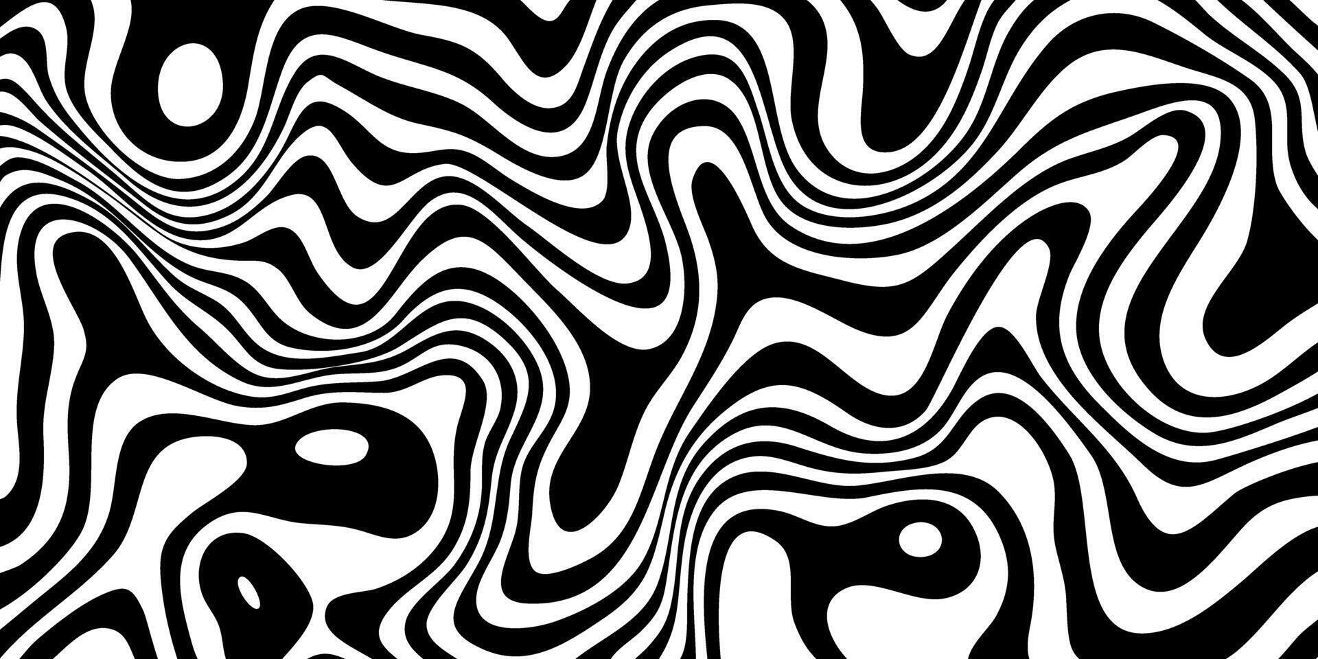 Distorted zebra pattern. Wave black and white background. Psychedelic animal backdrop vector