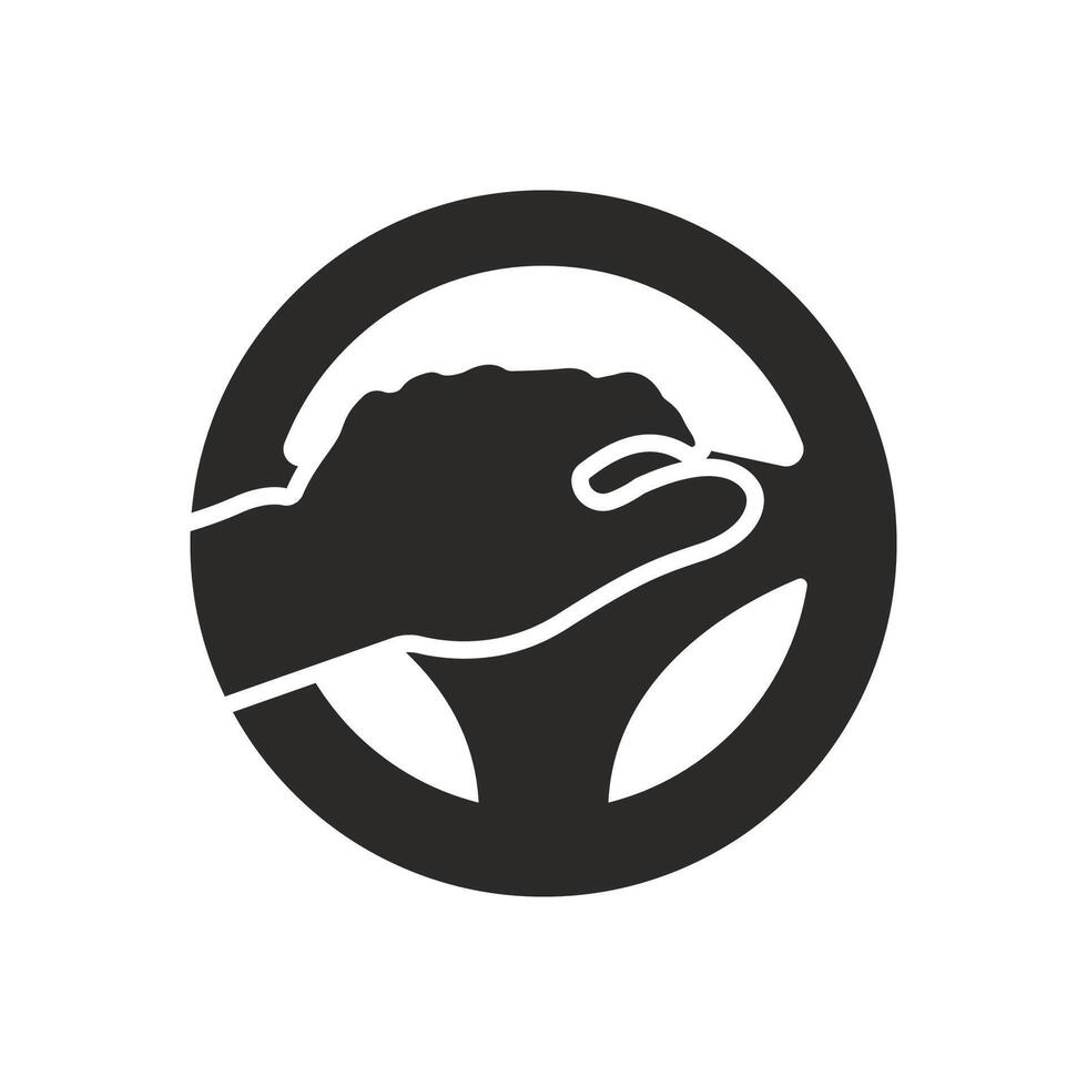Steering wheel icon. Hands on steering wheel. Driver. Driving car. Test drive. icon isolated on white background. vector