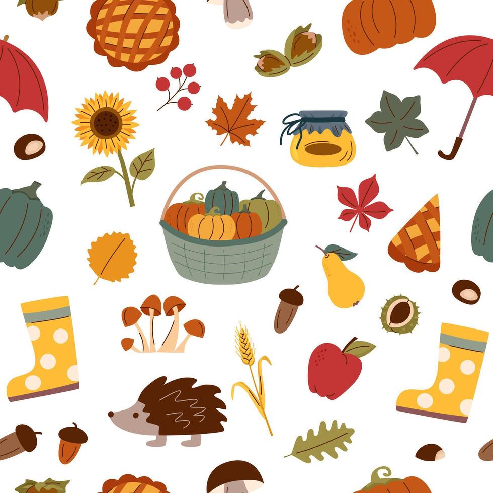 Autumn seamless pattern. Autumn concept. Autumn background. Harvest festival concept. vector