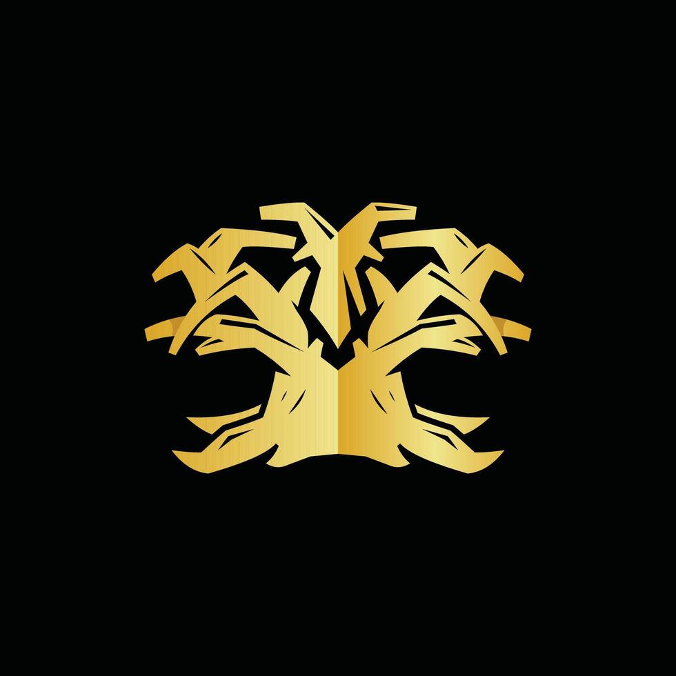 Golden Tree Branch Nature Abstract Creative Simple Design Template Logo vector
