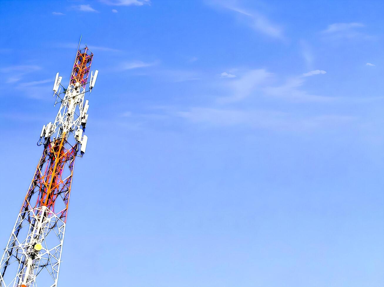 Technology Communication Tower, Mobile and Radio Network, Blue Sky, Global Connectivity Concept photo