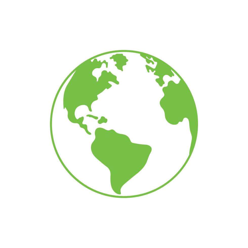 Planet earth green flat design isolated on white illustration vector
