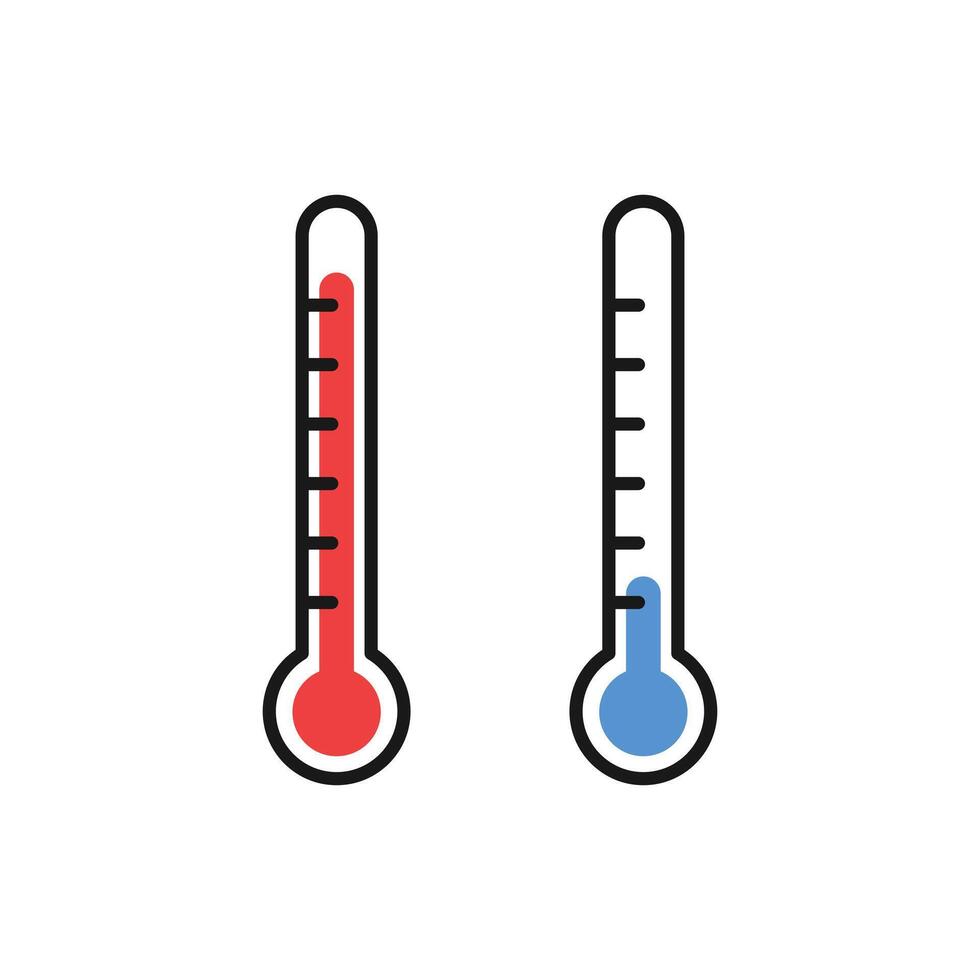 Thermometer high and low temperatures flat design. illustration vector