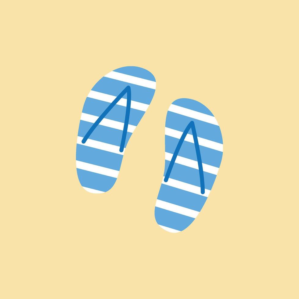 Blue beach sandals, summer element design illustration vector