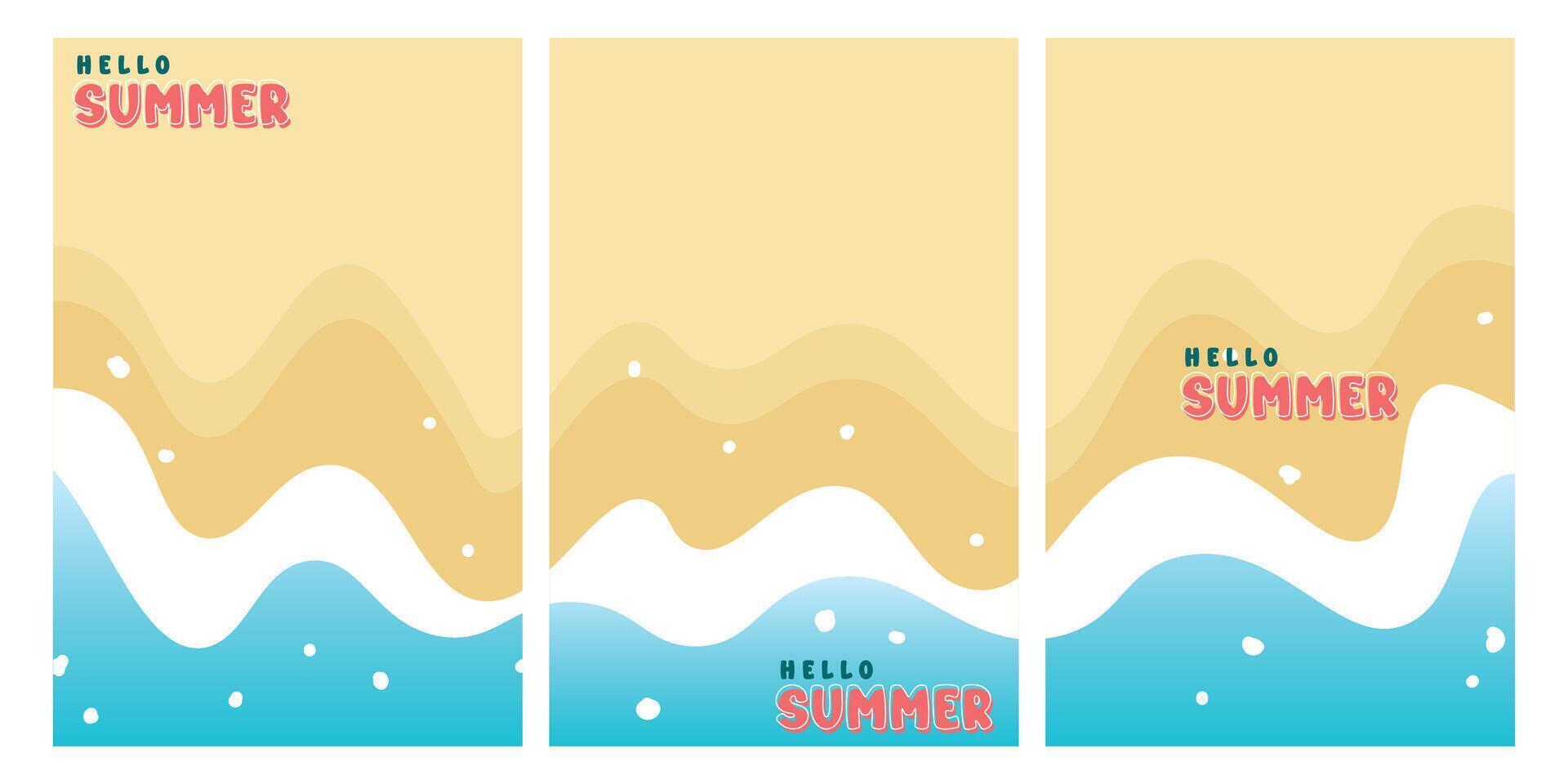 Hello summer banner, poster design vacation beach background. vector