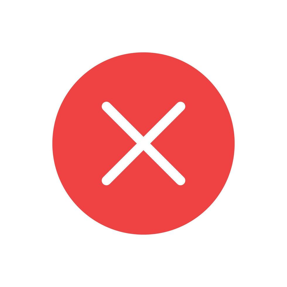 Red cross, close button icon for app or website isolated on white. vector