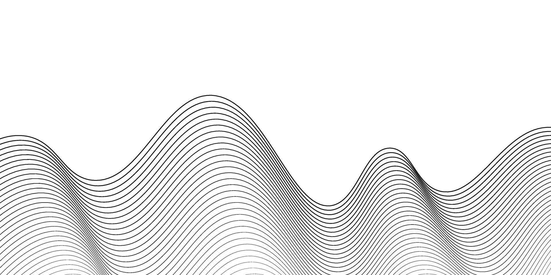 Black white abstract background wavy line. Digital future technology concept. illustration. vector