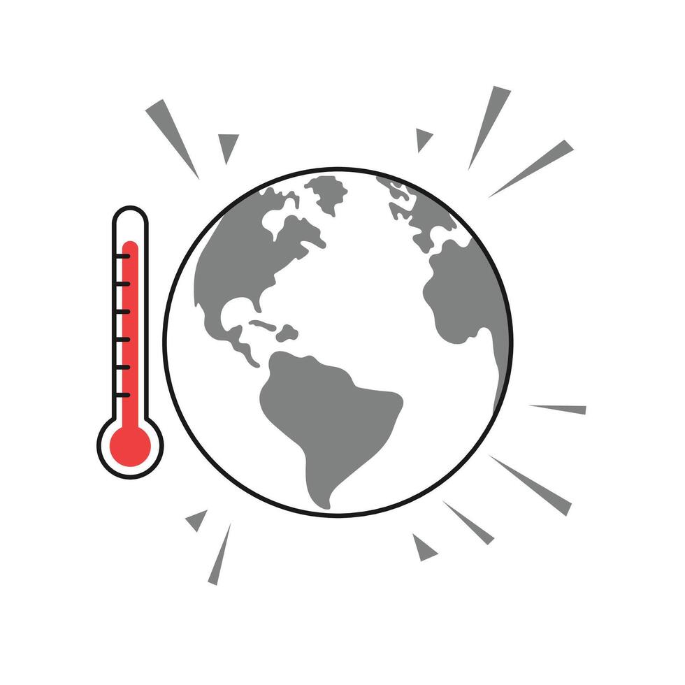 Planet earth hot temperature rises flat design , isolated on white illustration vector