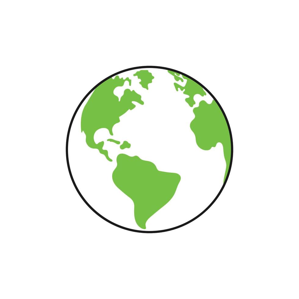 Planet earth green flat design isolated on white illustration vector