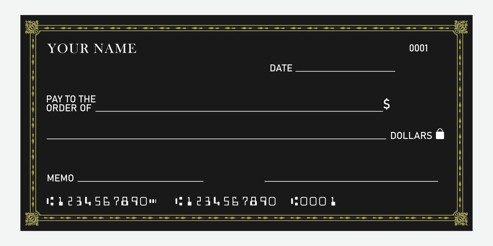 Bank check, blank money cheque, checkbook template. Currency payment coupon, money check background vector