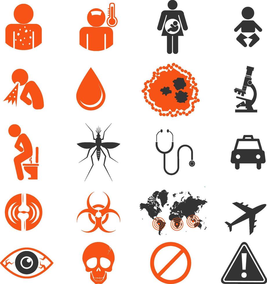 Icon set of Zika virus Infection vector