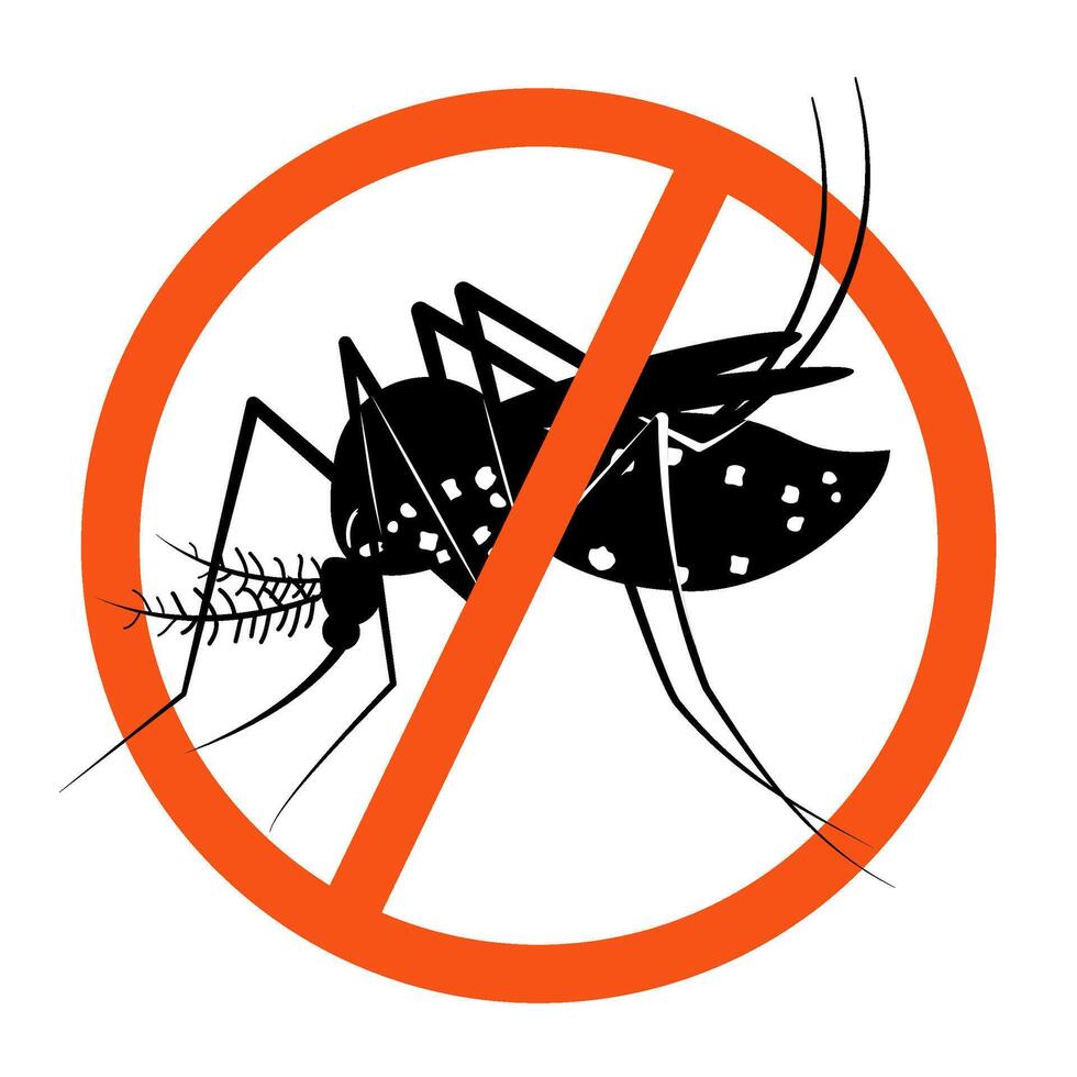 Prohibition sign for stop Mosquito vector