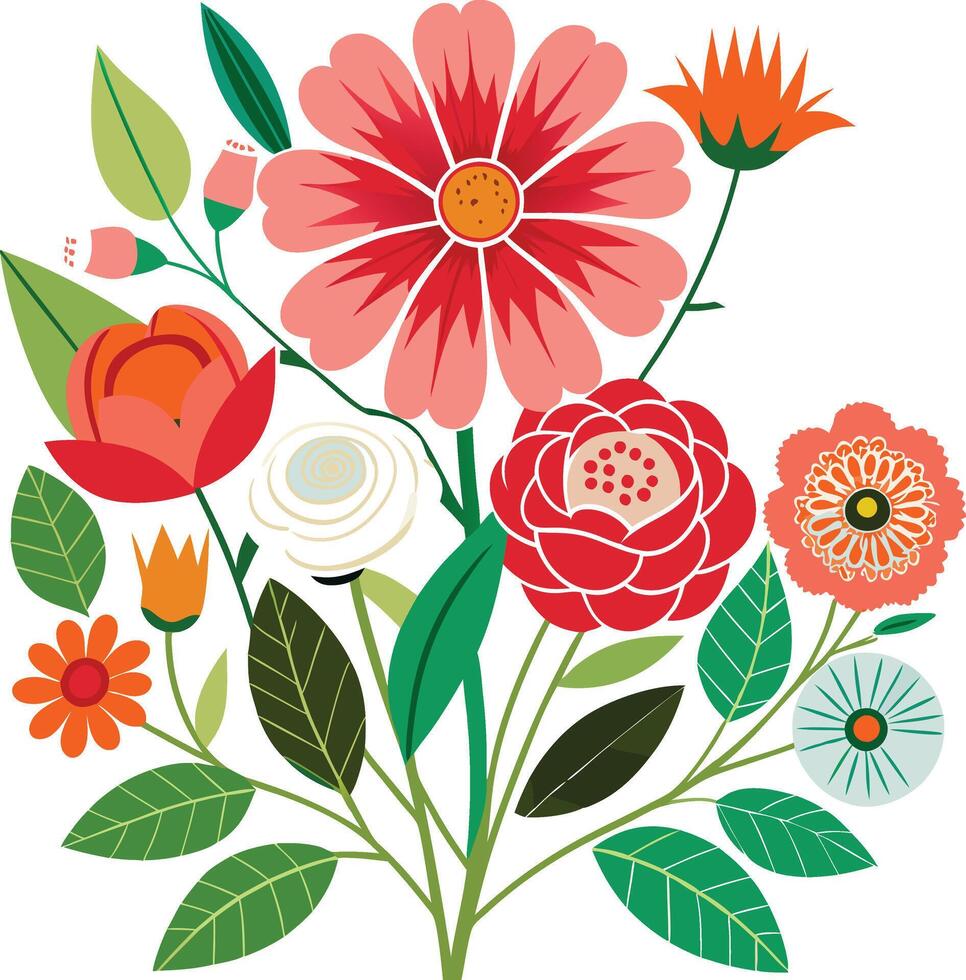 A Drawing of A Summer flower collection vector