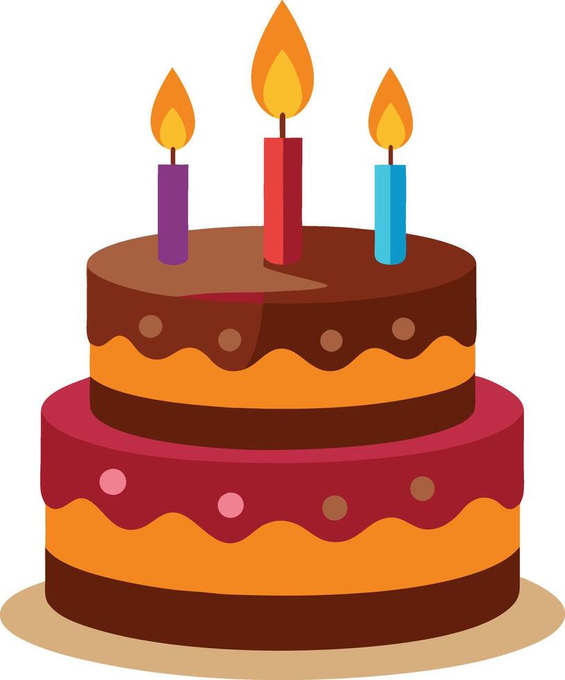 Birthday chocolate cake with colorful candle vector