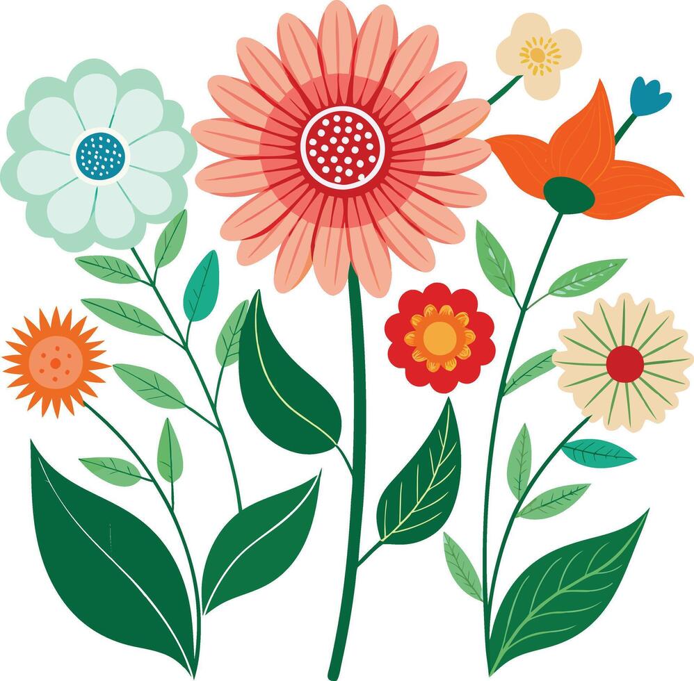 A Drawing of A Summer flower collection vector