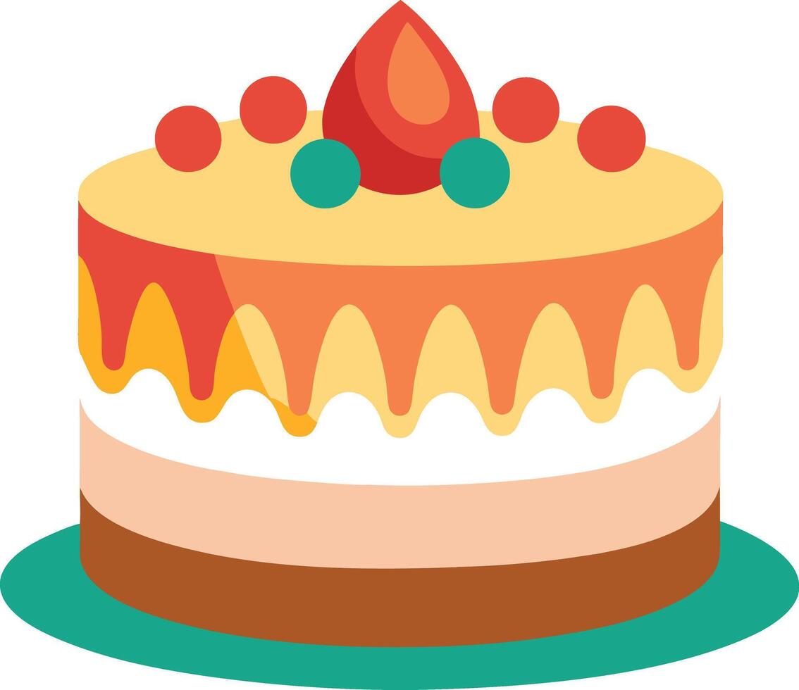 Birthday cake with cherry isolated on white background vector