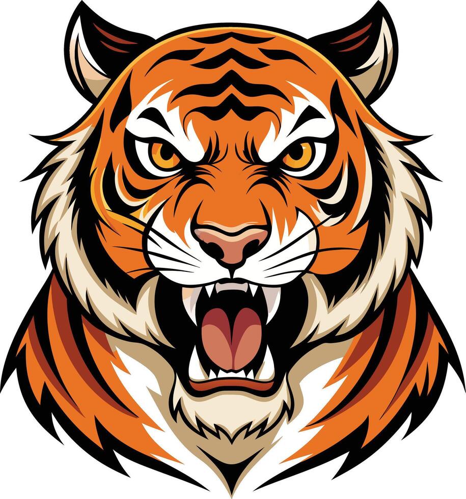 Drawing of Angry Tiger vector