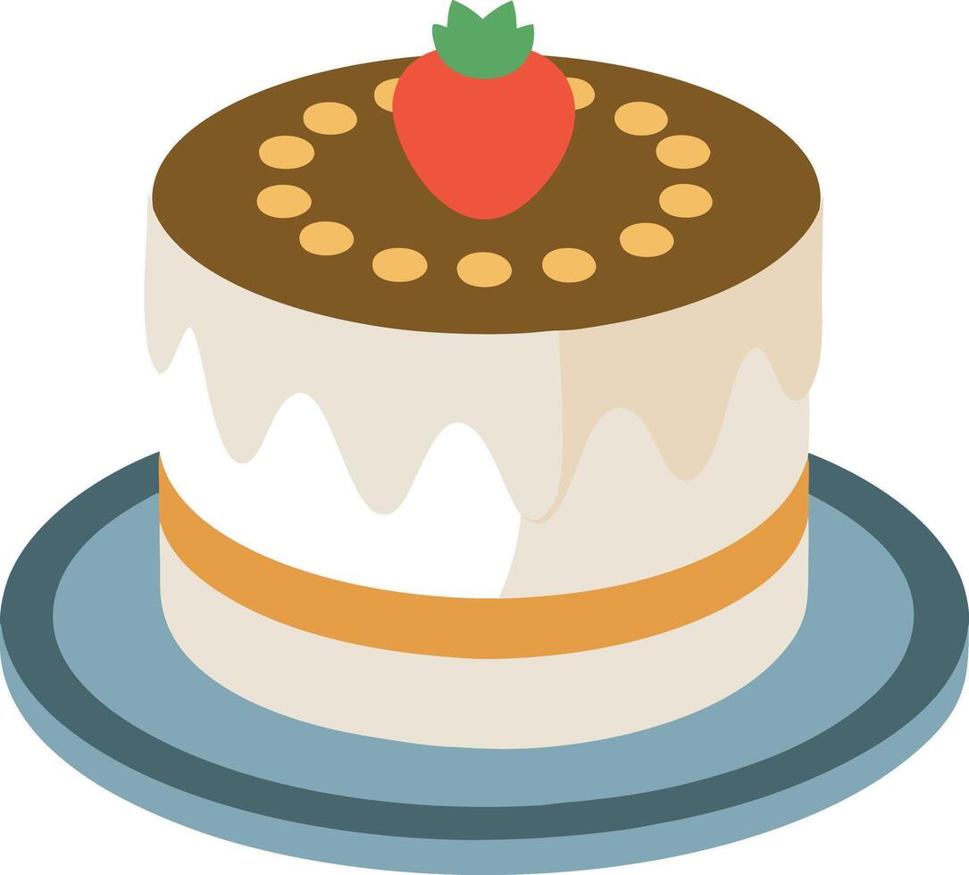 Birthday cake with cherry isolated on white background vector