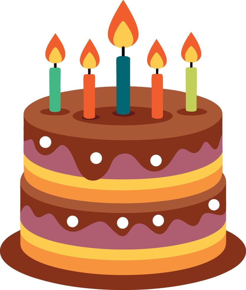 Birthday chocolate cake with colorful candle vector