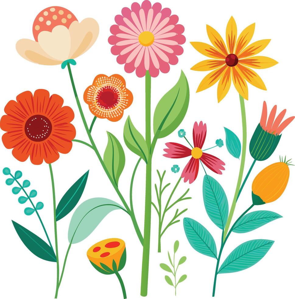 A Drawing of A Summer flower collection vector