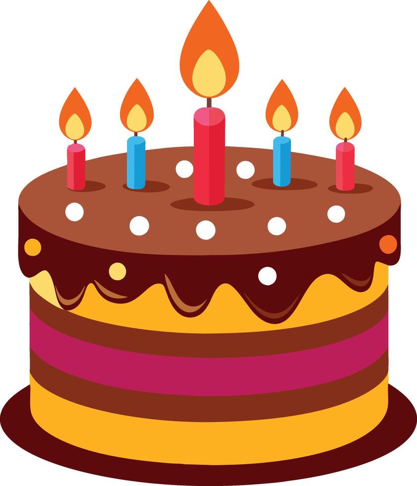 Birthday chocolate cake with colorful candle vector